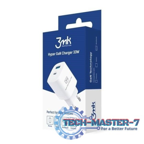 Ładowarka sieciowa 33W 1xUSB-C + 1xUSB-A GaN PD Ładowarka sieciowa 33W 1xUSB-C + 1xUSB-A GaN PD