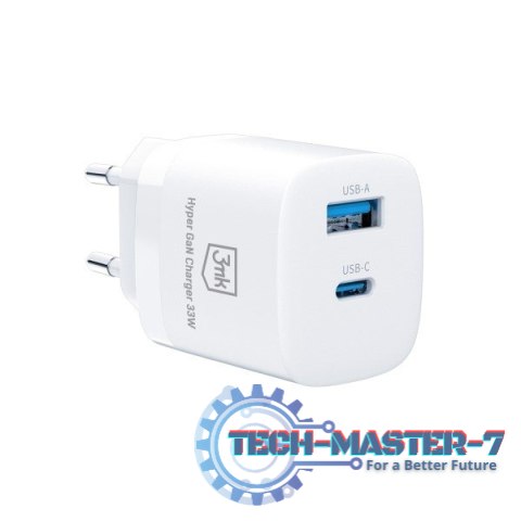 Ładowarka sieciowa 33W 1xUSB-C + 1xUSB-A GaN PD Ładowarka sieciowa 33W 1xUSB-C + 1xUSB-A GaN PD