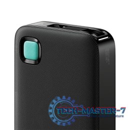 Powerbank 10000mAh 20W zwijany kabel USB-C fast charge Czarny