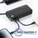 Powerbank 10000mAh 20W zwijany kabel USB-C fast charge Czarny
