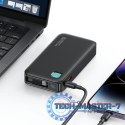 Powerbank 10000mAh 20W zwijany kabel USB-C fast charge Czarny