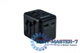 Adapter podróżny UTA-02 49544 180 krajów, ładowarka 20 W, QC 3.0. 1x USB-C, 1x USB-A