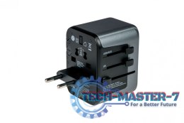 Adapter podróżny UTA-03 49545 180 krajów, ładowarka PD 30W, QC 3.0 3x USB-C , 2x USB-A