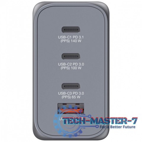 Ładowarka GNC-240 32205 GaN 240W, PD 3.1, QC 3.0 3x USB-C, 1x USB-A, UE / UK Ładowarka GNC-240 32205 GaN 240W, PD 3.1, QC 3.0 3x USB-C, 1x USB-A, UE / UK