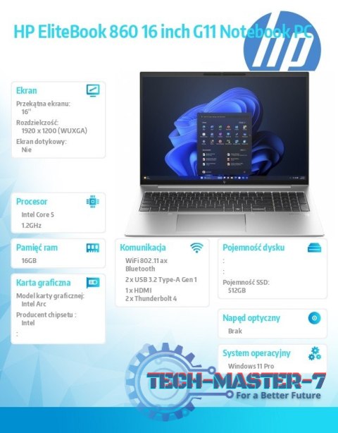 Notebook EliteBook 860 G11 U7-155U 512GB/16GB/W11P/16.0 9G1C0ET Notebook EliteBook 860 G11 U7-155U 512GB/16GB/W11P/16.0 9G1C0ET