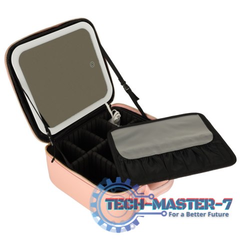 Kosmetyczka organizer na kosmetyki biżuterię kuferek z lusterkiem 10-krotne powiększenie różowy Kosmetyczka organizer na kosmetyki biżuterię kuferek z lusterkiem 10-krotne powiększenie różowy