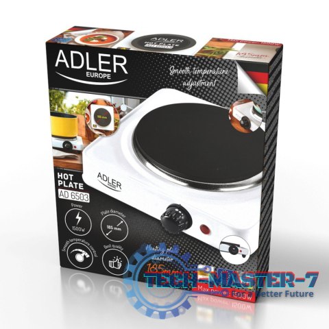 Kuchenka turystyczna Adler AD 6503 elektryczna jednopalnikowa płyta grzewcza 1500W Kuchenka turystyczna Adler AD 6503 elektryczna jednopalnikowa płyta grzewcza 1500W