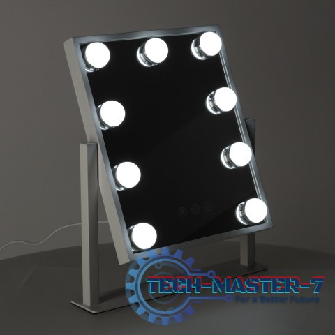Lusterko do makijażu kosmetyczne podświetlane LED Hollywood z 9 żarówkami USB 25 x 30 cm Lusterko do makijażu kosmetyczne podświetlane LED Hollywood z 9 żarówkami USB 25 x 30 cm