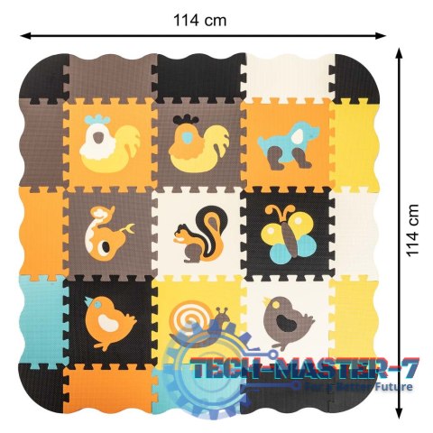 Mata edukacyjna piankowa puzzle zwierzątka kolorowa 114 x 114 cm 25 elementów folia Mata edukacyjna piankowa puzzle zwierzątka kolorowa 114 x 114 cm 25 elementów folia