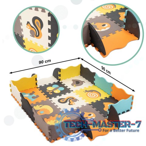 Mata edukacyjna piankowa puzzle zwierzątka kolorowa 114 x 114 cm 25 elementów folia Mata edukacyjna piankowa puzzle zwierzątka kolorowa 114 x 114 cm 25 elementów folia