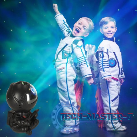 Projektor gwiazd lampka nocna astronauta na pilot czarna Projektor gwiazd lampka nocna astronauta na pilot czarna