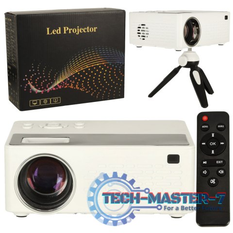 Projektor rzutnik przenośny LED TFT LCD 16:9 1920x1080 USB 20W biały Projektor rzutnik przenośny LED TFT LCD 16:9 1920x1080 USB 20W biały