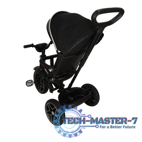 Rowerek trójkołowy TRIKE FIX Elite 2w1 z daszkiem obracany regulowany spacerówka prowadnik pasy czarny Rowerek trójkołowy TRIKE FIX Elite 2w1 z daszkiem obracany regulowany spacerówka prowadnik pasy czarny
