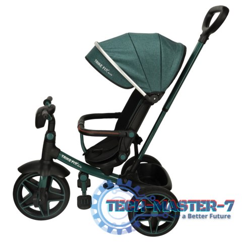 Rowerek trójkołowy TRIKE FIX Elite 2w1 z daszkiem obracany regulowany spacerówka prowadnik pasy zielony Rowerek trójkołowy TRIKE FIX Elite 2w1 z daszkiem obracany regulowany spacerówka prowadnik pasy zielony