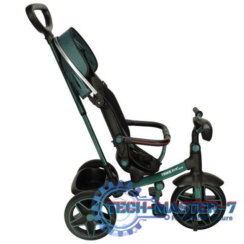 Rowerek trójkołowy TRIKE FIX Elite 2w1 z daszkiem obracany regulowany spacerówka prowadnik pasy zielony Rowerek trójkołowy TRIKE FIX Elite 2w1 z daszkiem obracany regulowany spacerówka prowadnik pasy zielony