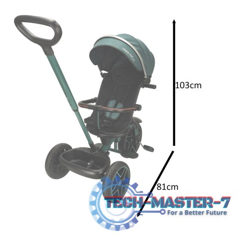 Rowerek trójkołowy TRIKE FIX Elite 2w1 z daszkiem obracany regulowany spacerówka prowadnik pasy zielony Rowerek trójkołowy TRIKE FIX Elite 2w1 z daszkiem obracany regulowany spacerówka prowadnik pasy zielony