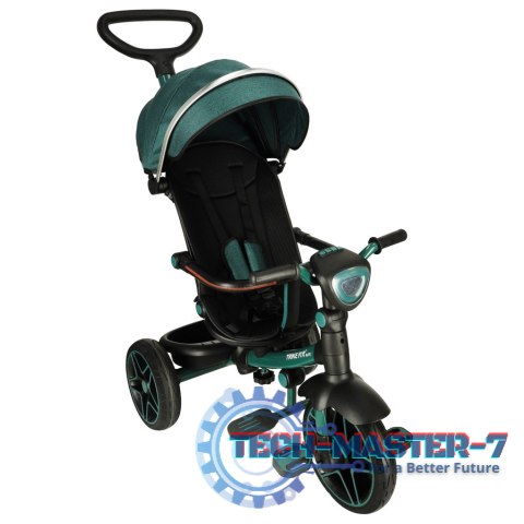 Rowerek trójkołowy TRIKE FIX Elite 2w1 z daszkiem obracany regulowany spacerówka prowadnik pasy zielony Rowerek trójkołowy TRIKE FIX Elite 2w1 z daszkiem obracany regulowany spacerówka prowadnik pasy zielony