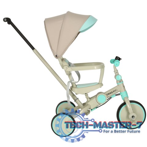 Rowerek trójkołowy TRIKE FIX V4 rower biegowy 6w1 daszek prowadnik pasy niebieski szary
