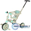 Rowerek trójkołowy TRIKE FIX V4 rower biegowy 6w1 daszek prowadnik pasy niebieski szary