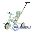 Rowerek trójkołowy TRIKE FIX V4 rower biegowy 6w1 daszek prowadnik pasy niebieski szary