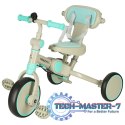 Rowerek trójkołowy TRIKE FIX V4 rower biegowy 6w1 daszek prowadnik pasy niebieski szary