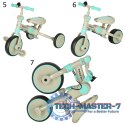 Rowerek trójkołowy TRIKE FIX V4 rower biegowy 6w1 daszek prowadnik pasy niebieski szary