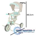 Rowerek trójkołowy TRIKE FIX V4 rower biegowy 6w1 daszek prowadnik pasy niebieski szary