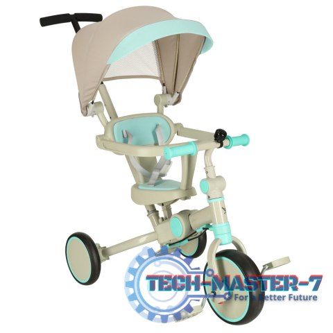 Rowerek trójkołowy TRIKE FIX V4 rower biegowy 6w1 daszek prowadnik pasy niebieski szary Rowerek trójkołowy TRIKE FIX V4 rower biegowy 6w1 daszek prowadnik pasy niebieski szary