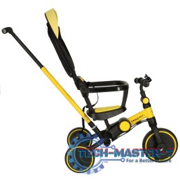 Rowerek trójkołowy TRIKE FIX V4 rower biegowy 6w1 daszek prowadnik pasy żółty czarny