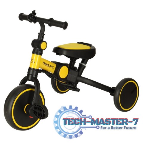Rowerek trójkołowy TRIKE FIX V4 rower biegowy 6w1 daszek prowadnik pasy żółty czarny Rowerek trójkołowy TRIKE FIX V4 rower biegowy 6w1 daszek prowadnik pasy żółty czarny