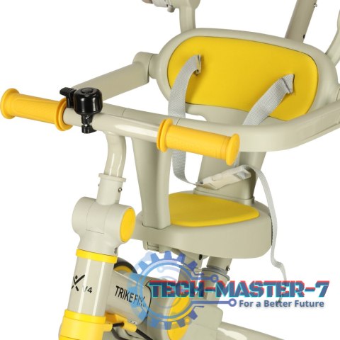 Rowerek trójkołowy TRIKE FIX V4 rower biegowy 6w1 daszek prowadnik pasy żółty szary Rowerek trójkołowy TRIKE FIX V4 rower biegowy 6w1 daszek prowadnik pasy żółty szary