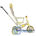 Rowerek trójkołowy TRIKE FIX V4 rower biegowy 6w1 daszek prowadnik pasy żółty szary