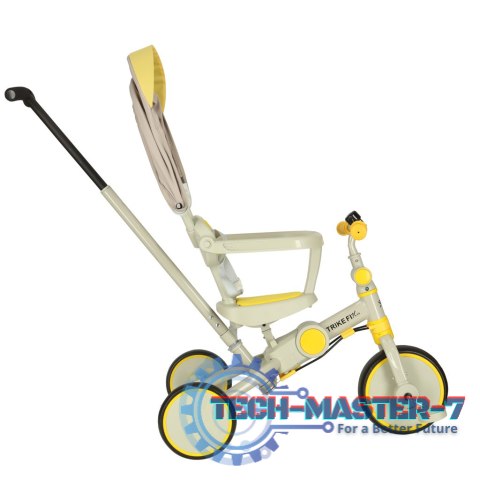 Rowerek trójkołowy TRIKE FIX V4 rower biegowy 6w1 daszek prowadnik pasy żółty szary Rowerek trójkołowy TRIKE FIX V4 rower biegowy 6w1 daszek prowadnik pasy żółty szary