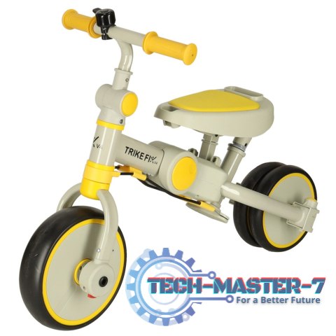 Rowerek trójkołowy TRIKE FIX V4 rower biegowy 6w1 daszek prowadnik pasy żółty szary Rowerek trójkołowy TRIKE FIX V4 rower biegowy 6w1 daszek prowadnik pasy żółty szary