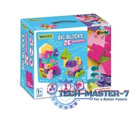 Klocki 26 elementów Big Blocks różowe