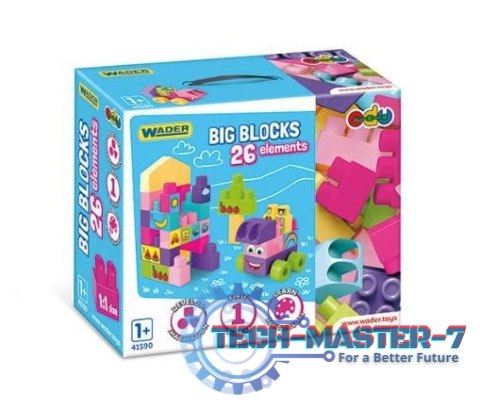 Klocki 26 elementów Big Blocks różowe