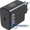 Zasilacz PD45W USB-C uniwersalny do notebooków, smartphonów, tabletów, power banków i innych urządzeń z gniazdem zasilającym USB
