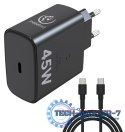 Zasilacz PD45W USB-C uniwersalny do notebooków, smartphonów, tabletów, power banków i innych urządzeń z gniazdem zasilającym USB