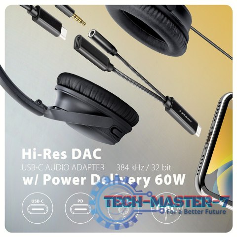 ADA-HCPD Zewnętrzna karta dźwiękowa USB-C 32bit DAC 3.5mm (F) złącze, 384kHz + PD 60W ADA-HCPD Zewnętrzna karta dźwiękowa USB-C 32bit DAC 3.5mm (F) złącze, 384kHz + PD 60W