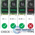 EEM2-GTS2 Obudowa zewnętrzna aluminiowa bezśrubowa USB-C 3.2 Gen 2 M.2 NVMe & SATA SSD + USB-A - USB-C redukcja