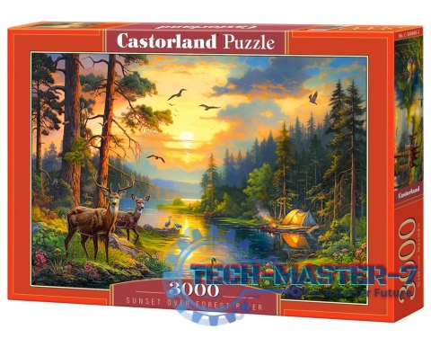 Puzzle 3000 elementów Zachód słońca nad leśną rzeką