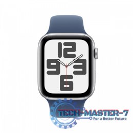 Watch SE GPS, koperta 44 mm z aluminium w kolorze srebrnym z paskiem sportowym w kolorze denim - rozmiar M/L