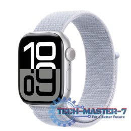 Watch Series 10 GPS + Cellular, koperta 42 mm z aluminium w kolorze srebrnym z opaską sportową w kolorze błękitnego obłoku
