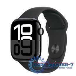 Watch Series 10 GPS, koperta 42 mm z aluminium w kolorze onyksu z paskiem sportowym w kolorze czarnym - rozmiar S/M