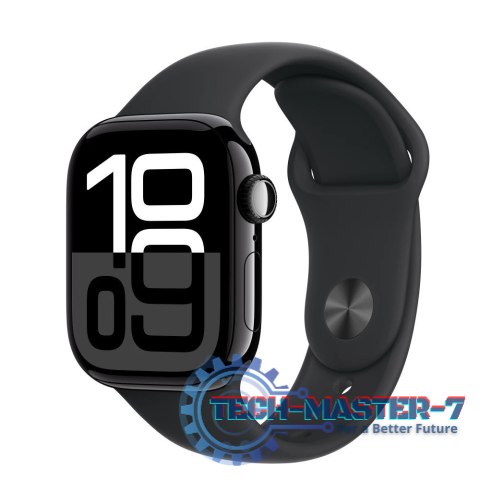 Watch Series 10 GPS, koperta 42 mm z aluminium w kolorze onyksu z paskiem sportowym w kolorze czarnym - rozmiar S/M