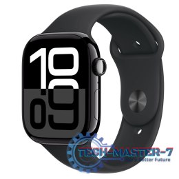 Watch Series 10 GPS, koperta 46 mm z aluminium w kolorze onyksu z paskiem sportowym w kolorze czarnym - rozmiar M/L