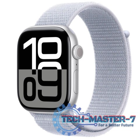 Watch Series 10 GPS, koperta 46 mm z aluminium w kolorze srebrnym z opaską sportową w kolorze błękitnego obłoku