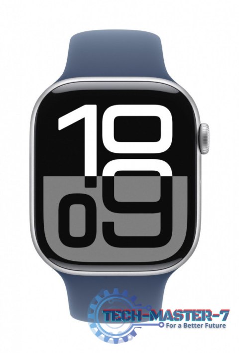 Watch Series 10 GPS, koperta 46 mm z aluminium w kolorze srebrnym z paskiem sportowym w kolorze denim - rozmiar S/M Watch Series 10 GPS, koperta 46 mm z aluminium w kolorze srebrnym z paskiem sportowym w kolorze denim - rozmiar S/M