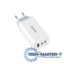 Ładowarka sieciowa 65W GaN LA-07 z kablem USB-A-USB typ C 1m, biała