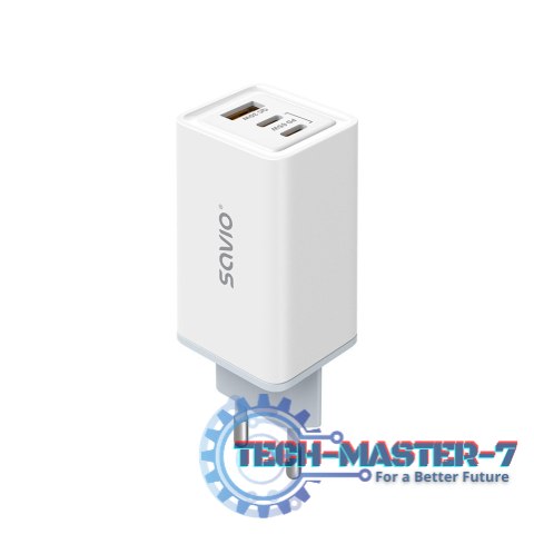 Ładowarka sieciowa 65W GaN LA-07 z kablem typu C-USB typ C 100W 1m, biało-czarna Ładowarka sieciowa 65W GaN LA-07 z kablem typu C-USB typ C 100W 1m, biało-czarna